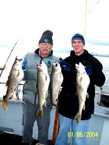 Four fish from a Lake Tahoe charter